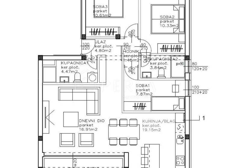 Wohnung zum Kauf 355.000 € 3 Zimmer 87 m² 2. Geschoss Sukosan Sukosan