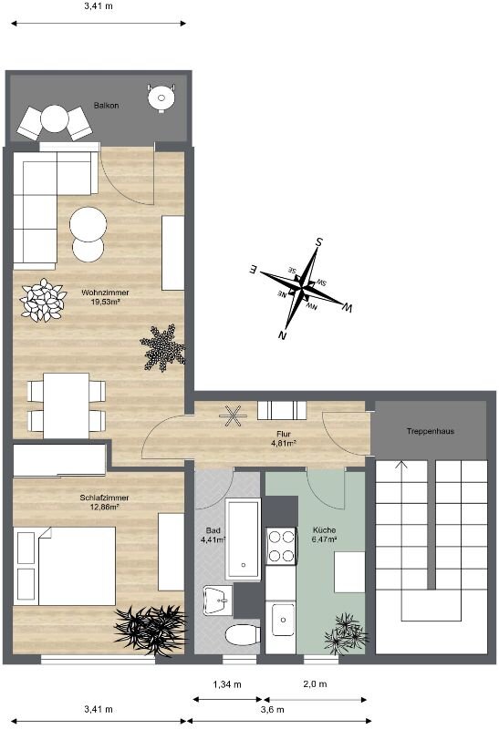 Wohnung zur Miete 300 € 2 Zimmer 48,6 m²<br/>Wohnfläche 1.<br/>Geschoss Zwickauer Straße 1 c Weida Riesa 01587