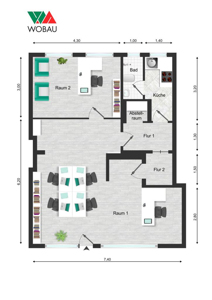 Bürofläche zur Miete 6 € 2 Zimmer 60,9 m²<br/>Bürofläche Walbecker Str. 2 Beimssiedlung Magdeburg 39110