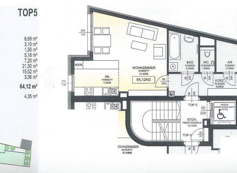 Wohnung zur Miete 767 € 2 Zimmer 63,9 m² 3. Geschoss Wien 1210