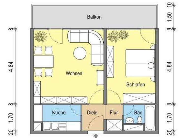 Wohnung zur Miete 841 € 2 Zimmer 55,5 m² 7. Geschoss frei ab 15.03.2026 Am Taubertsberg 4 Hartenberg/Münchfeld Mainz 55122