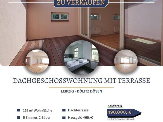 Wohnung zum Kauf 490.000 € 5 Zimmer 152,5 m² 3. Geschoss Dölitz-Dösen Süd 04279