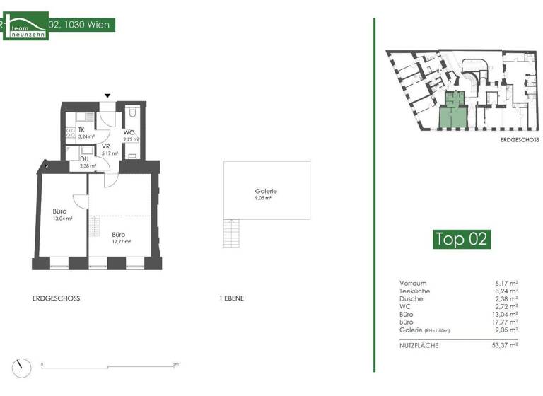 Wohnung zur Miete 1.090 € 3 Zimmer 53,4 m² EG Rennweg 102 Wien 1030