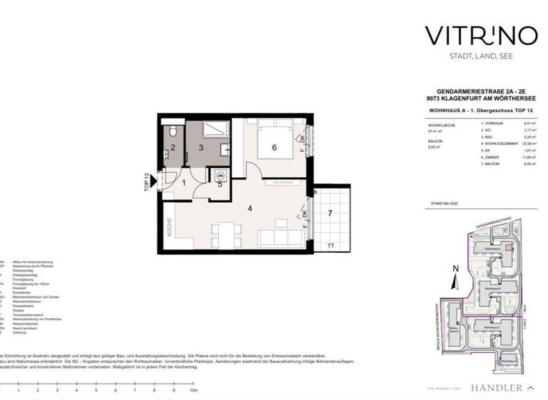 Wohnung zur Miete - Erstbezug 745 € 2 Zimmer 47,4 m² St. Peter Klagenfurt,13.Bez.:Viktring 9020