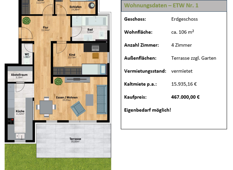 Wohnung zum Kauf provisionsfrei 467.000 € 4 Zimmer 106 m² 3 Geschosse Linkenheim Linkenheim-Hochstetten 76351