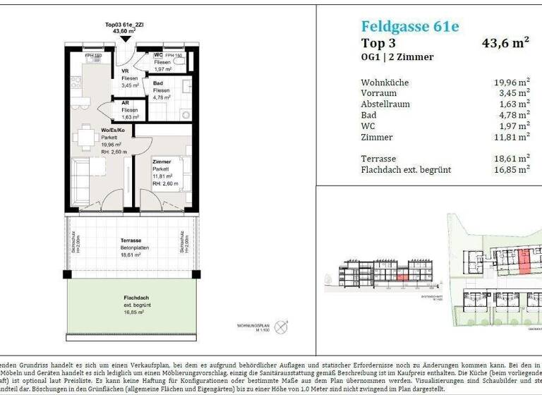 Wohnung zum Kauf provisionsfrei 205.000 € 2 Zimmer 43,6 m² 1. Geschoss Feldgasse Gleisdorf 8200