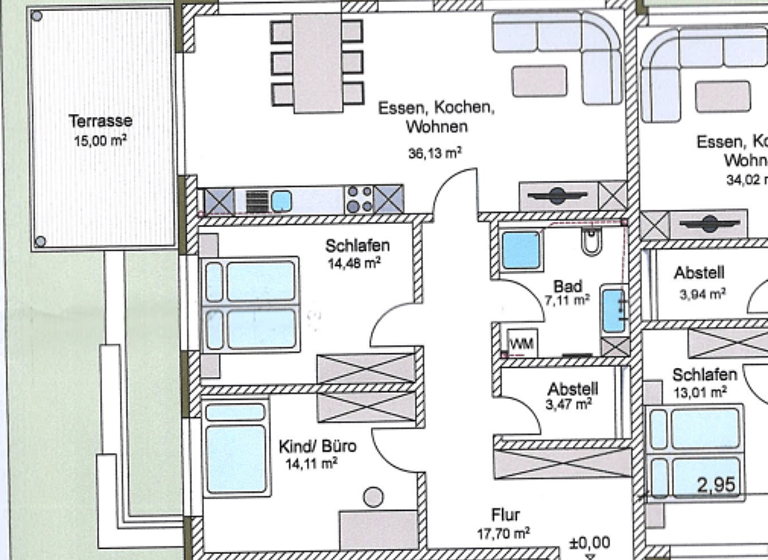 Wohnung zur Miete 1.105 € 3 Zimmer 100,5 m² frei ab sofort Kettelerstraße 6 Reischach 84571