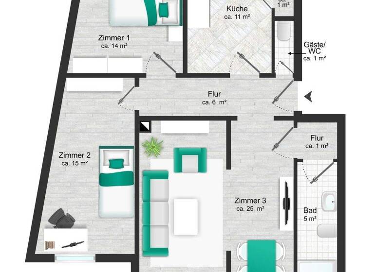 Wohnung zum Kauf 720.000 € 3 Zimmer 84 m² 1. Geschoss Winterhude Hamburg 22299