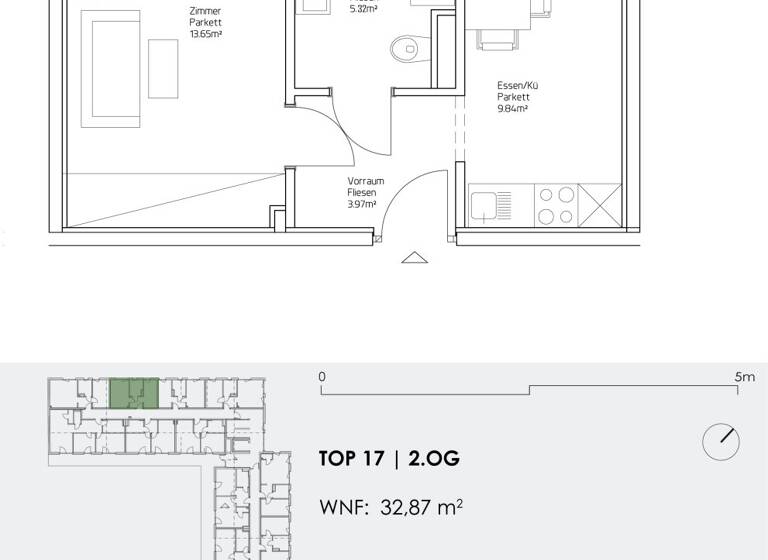 Wohnung zur Miete - Erstbezug 376 € 2 Zimmer 32,8 m² 2. Geschoss frei ab 01.07.2026 Babenbergerstraße 25 Lend Graz 8020