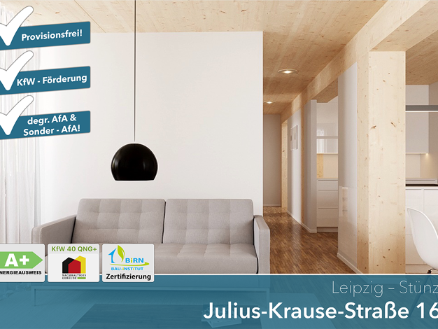Wohnung zum Kauf - Neubau provisionsfrei als Kapitalanlage geeignet 377.622 € 3 Zimmer 77,7 m² Julius-Krause-Straße 16 Sellerhausen-Stünz Leipzig 04318