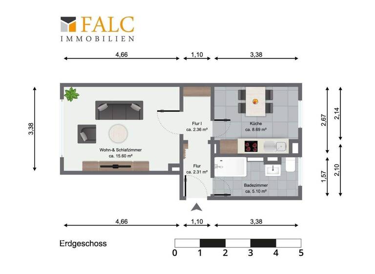 Studio zum Kauf 55.000 € 1 Zimmer 34 m² 2. Geschoss frei ab sofort Alt Meteln 19069