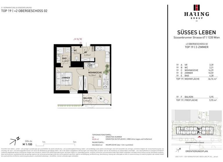 Wohnung zum Kauf - Erstbezug 233.500 € 2 Zimmer 36,8 m² 2. Geschoss Süßenbrunner Straße 67 Wien 1220