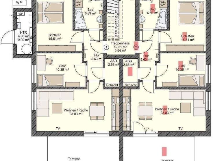 Terrassenwohnung zur Miete - Erstbezug 1.184 € 3 Zimmer 74 m² EG frei ab 01.12.2026 Andershof Stralsund 18439