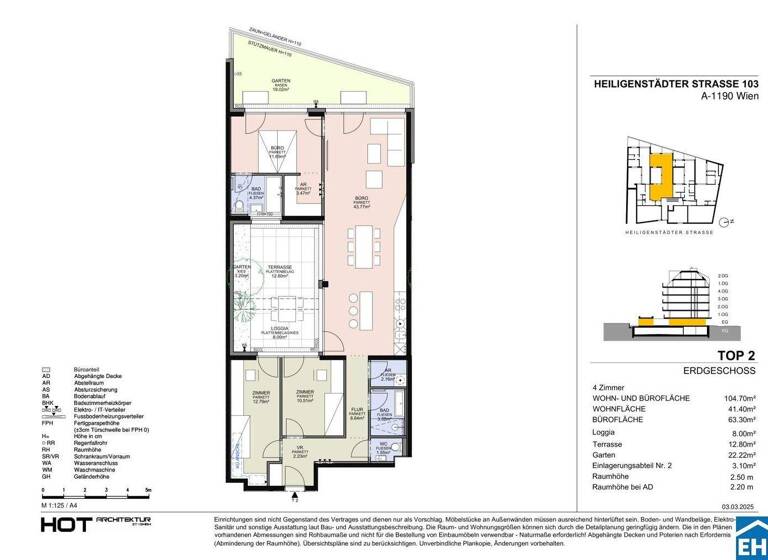Wohnung zum Kauf - Erstbezug 898.900 € 4 Zimmer 104,7 m² EG Heiligenstädter Straße Wien 1190