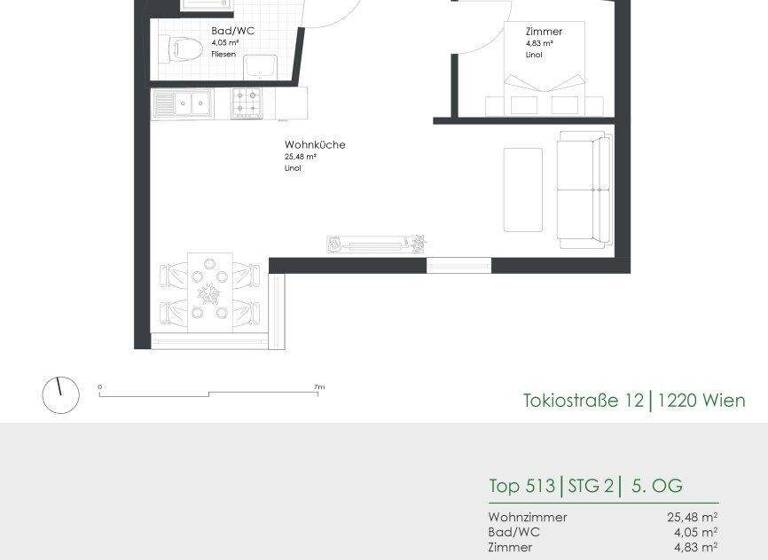 Studio zur Miete 662 € 1 Zimmer 34,4 m² 5. Geschoss Tokiostraße 12 Wien 1220