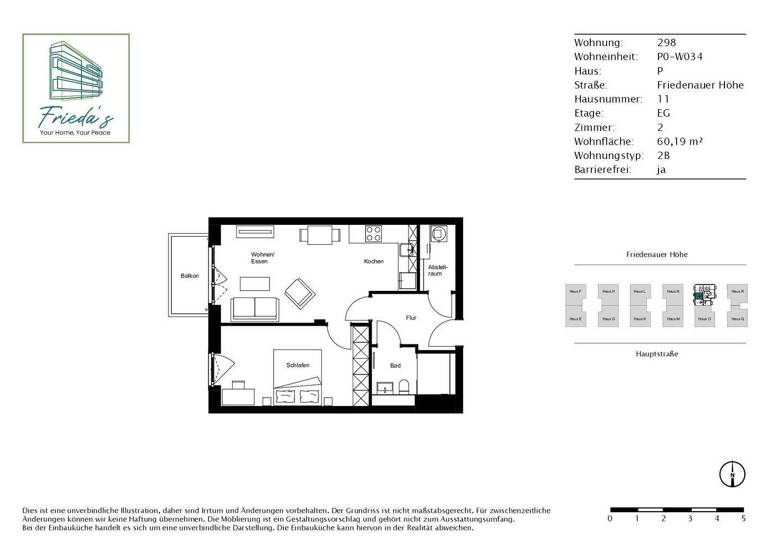 Wohnung zur Miete - Erstbezug 1.348 € 2 Zimmer 59,8 m² EG Friedenauer Höhe 11 Friedenau Berlin 12159