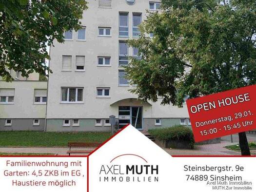 Wohnung zum Kauf 298.500 € 4,5 Zimmer 97 m² EG Steinsbergstrasse 9 e Sinsheim 74889