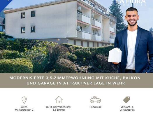 Wohnung zum Kauf 259.000 € 3,5 Zimmer 95 m² 1. Geschoss Markgrafenstraße 2 Wehr 79664