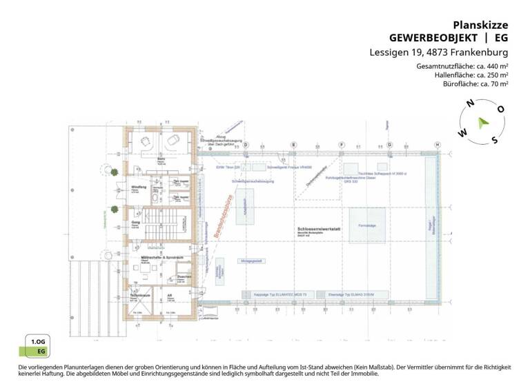 Produktionshalle zur Miete 3.750 € 440 m² Lagerfläche Frankenburg am Hausruck 4873