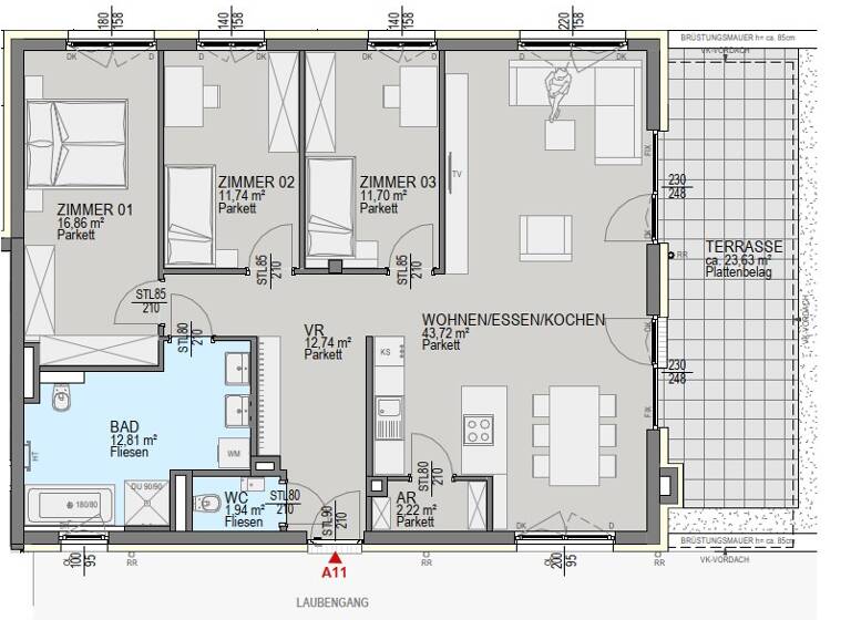 Penthouse zum Kauf - Erstbezug 686.800 € 4 Zimmer 113,7 m² 3. Geschoss Straßgang Graz 8054