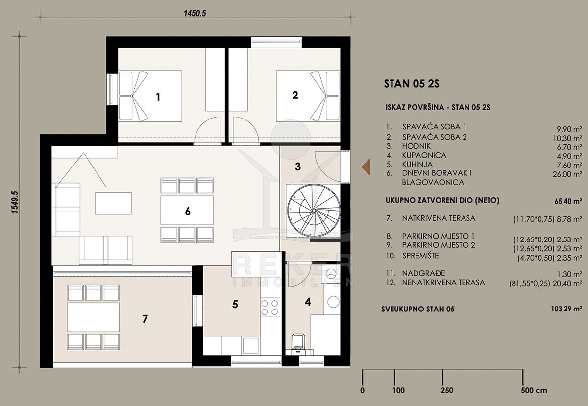 Penthouse zum Kauf 413.160 € 3 Zimmer 103 m²<br/>Wohnfläche 2.<br/>Geschoss Zadar