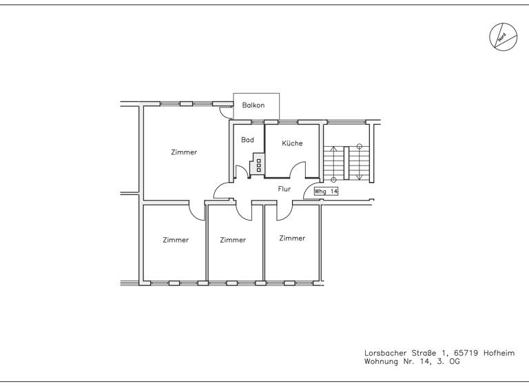 Wohnung zum Kauf 299.000 € 4 Zimmer 82,1 m²<br/>Wohnfläche 3.<br/>Geschoss Lorsbacher Str. 1 Hofheim Hofheim 65719