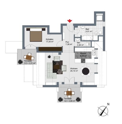 Wohnung zur Miete 1.590 € 2 Zimmer 77,1 m²<br/>Wohnfläche 2.<br/>Geschoss ab sofort<br/>Verfügbarkeit Heerstraße Obermenzing München 81247