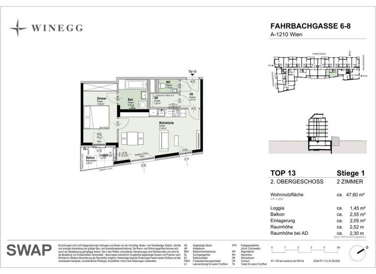 Wohnung zum Kauf - Erstbezug 299.700 € 2 Zimmer 47,6 m² 2. Geschoss Fahrbachgasse 6-8 Wien 1210