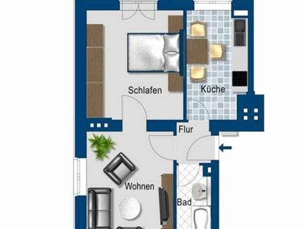 Wohnung zur Miete 420 € 2 Zimmer 45,9 m² 2. Geschoss frei ab 16.10.2026 Keplerstraße 14 Trotha Nord 06118