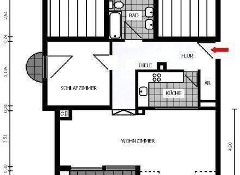 Wohnung zur Miete 760 € 2,5 Zimmer 87 m² 2. Geschoss frei ab 01.06.2026 Marienbader Strasse 40 Zirndorf 90513