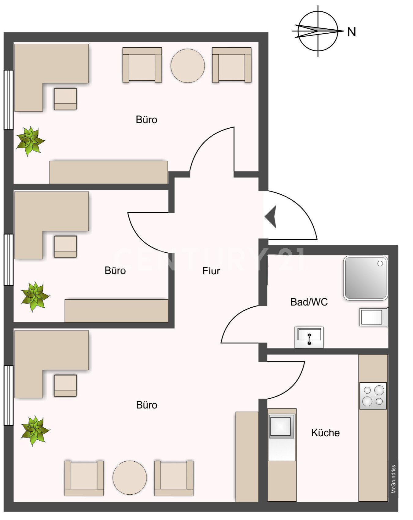 Bürofläche zum Kauf 175.000 € 3 Zimmer 52 m²<br/>Bürofläche Büttelborn Büttelborn 64572