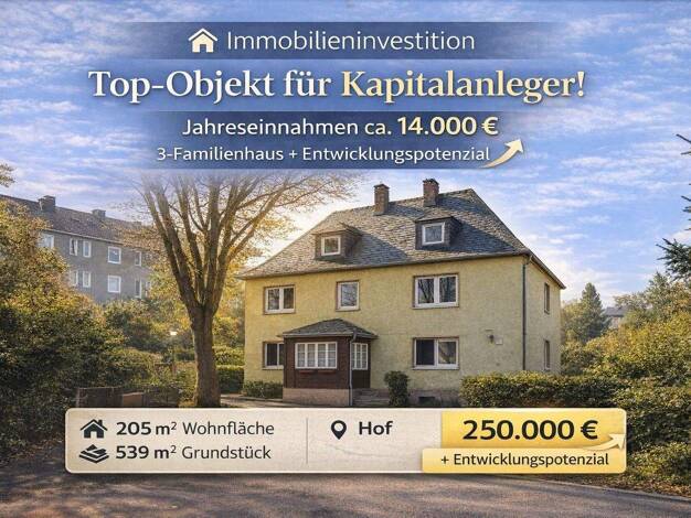 Mehrfamilienhaus zum Kauf 250.000 € 9 Zimmer 205 m² 539 m² Grundstück Innenstadt Hof 95030