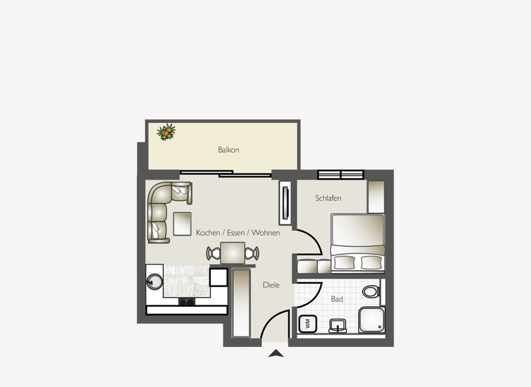 Wohnung zum Kauf - Erstbezug provisionsfrei als Kapitalanlage geeignet 227.826 € 2 Zimmer 42,2 m² Kaiserstrasse 81 Bad Saulgau 88348
