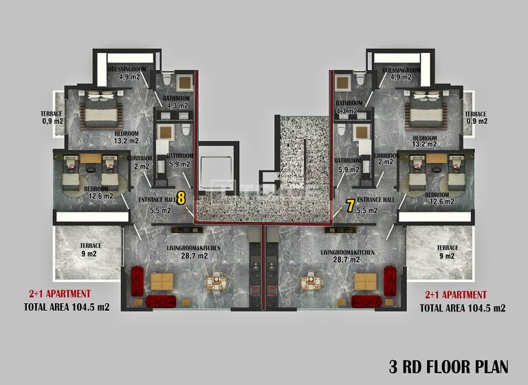 Penthouse zum Kauf 520.000 € 3 Zimmer 168 m² EG Antalya 07450