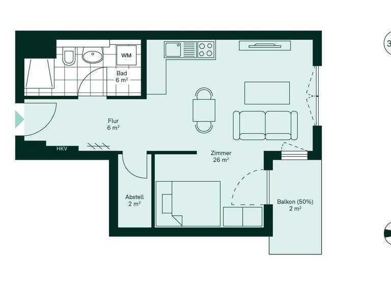 Studio zum Kauf - Erstbezug provisionsfrei 259.900 € 1 Zimmer 41,7 m² 3. Geschoss Werftstraße 8 Germersheim 76726