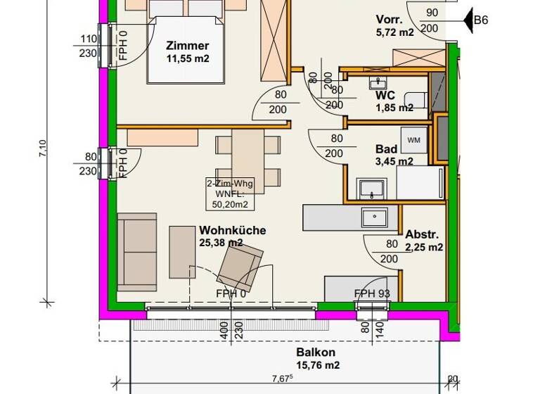 Terrassenwohnung zum Kauf - Erstbezug 228.704 € 2 Zimmer 50,2 m² 1. Geschoss Wiener Neustadt 2700