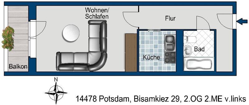 Wohnung zur Miete 310 € 1 Zimmer 35,8 m²<br/>Wohnfläche 2.<br/>Geschoss 01.02.2025<br/>Verfügbarkeit Bisamkiez 29 Schlaatz Potsdam 14478