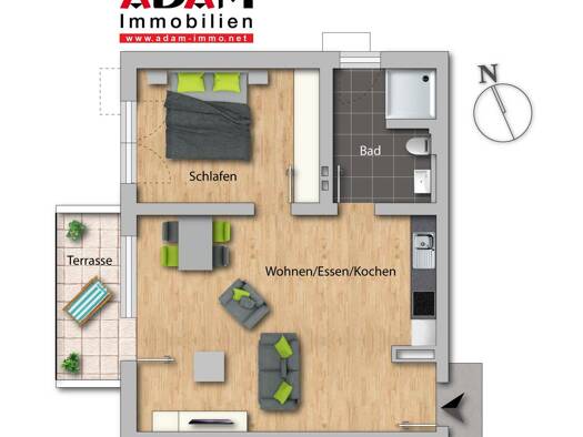 Terrassenwohnung zur Miete - Erstbezug 820 € 1,5 Zimmer 65 m² frei ab 01.12.2026 Adelsbühnstraße 3 Odelshofen Kehl 77694