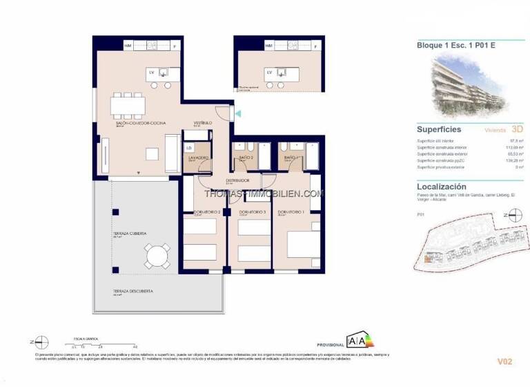 Wohnung zum Kauf 412.000 € 5 Zimmer 98 m² El Vergel 03770