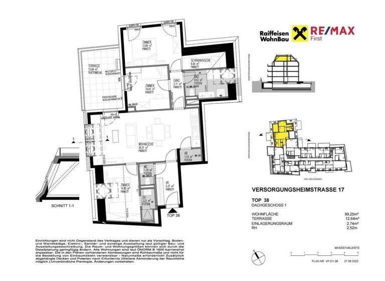 Terrassenwohnung zum Kauf - Erstbezug provisionsfrei 849.000 € 4 Zimmer 99,3 m² Versorgungsheimstraße Wien 1130