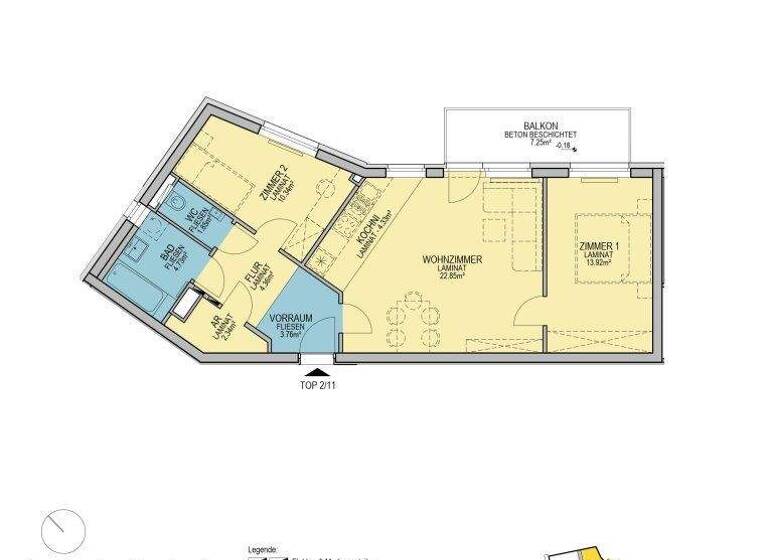 Wohnung zur Miete - Erstbezug 895 € 3 Zimmer 68,5 m² 2. Geschoss Stadionstraße Wiener Neustadt 2700