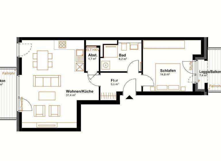 Wohnung zur Miete - Erstbezug 1.549 € 2 Zimmer 66,5 m² 6. Geschoss Köhnestraße 7 Rothenburgsort Hamburg 20539