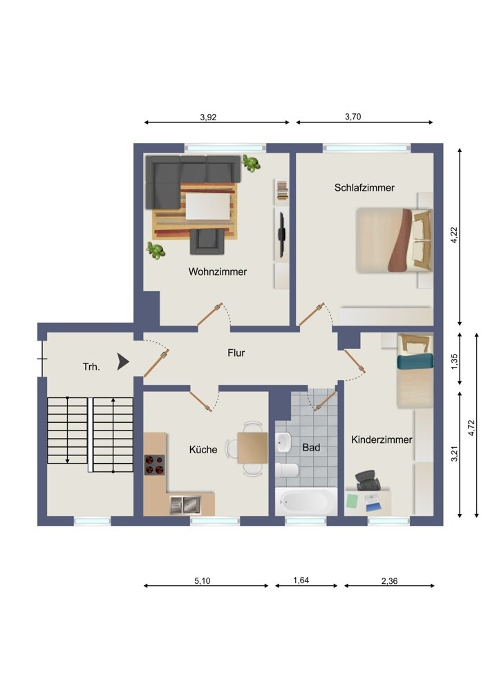 Wohnung zur Miete 440 € 3 Zimmer 65 m²<br/>Wohnfläche EG<br/>Geschoss Zella-Mehlis 98544