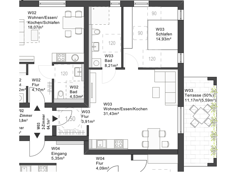 Terrassenwohnung zum Kauf - Erstbezug provisionsfrei 2 Zimmer 64 m² EG frei ab sofort Rohrweg 4 Gögglingen Ulm 89079