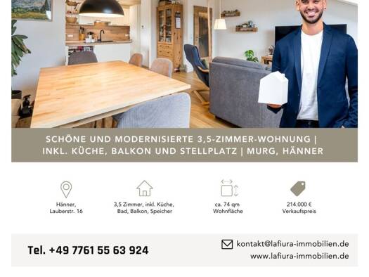 Wohnung zum Kauf 214.000 € 3,5 Zimmer 74,4 m² Lauberstraße 16 Hänner Murg 79730