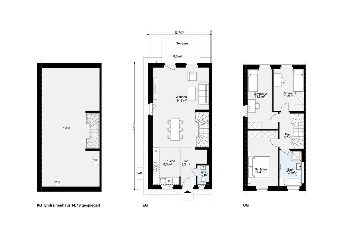 Reihenendhaus zum Kauf provisionsfrei als Kapitalanlage geeignet 510.900 € 4 Zimmer 102,7 m²<br/>Wohnfläche 203 m²<br/>Grundstück An den Obstwiesen 2a Henstedt-Ulzburg 24558