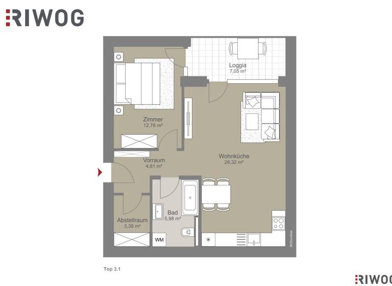 Terrassenwohnung zum Kauf - Erstbezug 259.000 € 2 Zimmer 55,1 m² 1. Geschoss frei ab sofort Bachgasse 1 Wolkersdorf im Weinviertel 2120