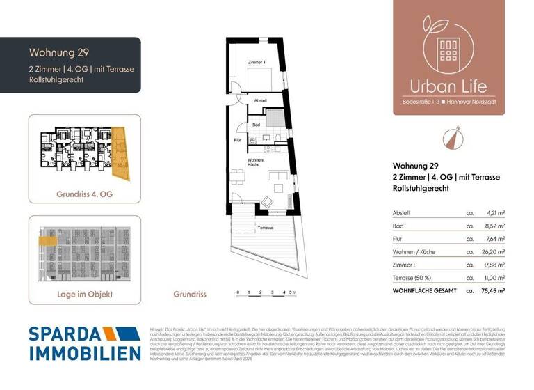 Wohnung zum Kauf - Erstbezug provisionsfrei 442.000 € 2 Zimmer 75,6 m² Bodestraße 1-3 Nordstadt Hannover-Nordstadt 30167