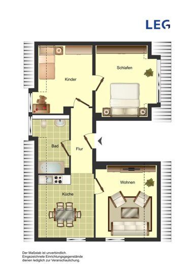 Wohnung zur Miete 540 € 3 Zimmer 59 m² 2. Geschoss Graf-Kanitz-Straße 45 Herford-Stadt Herford 32049