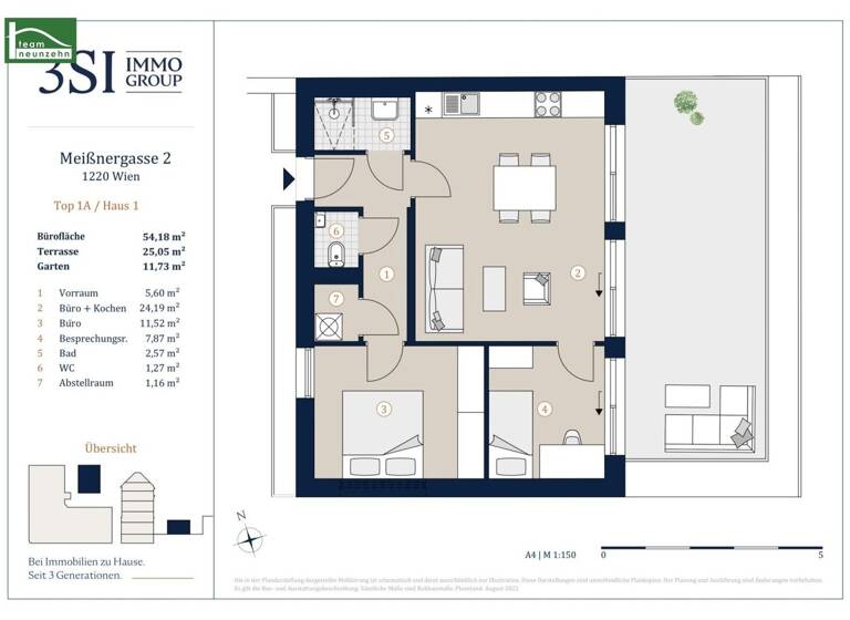 Büro zum Kauf 333.871 € 3 Zimmer Meißnergasse 2 Wien 1220